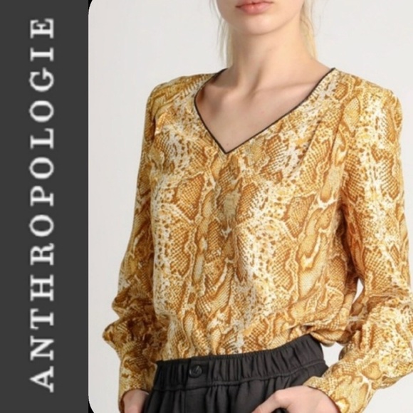 Anthropologie Snake Animal Print Blouse